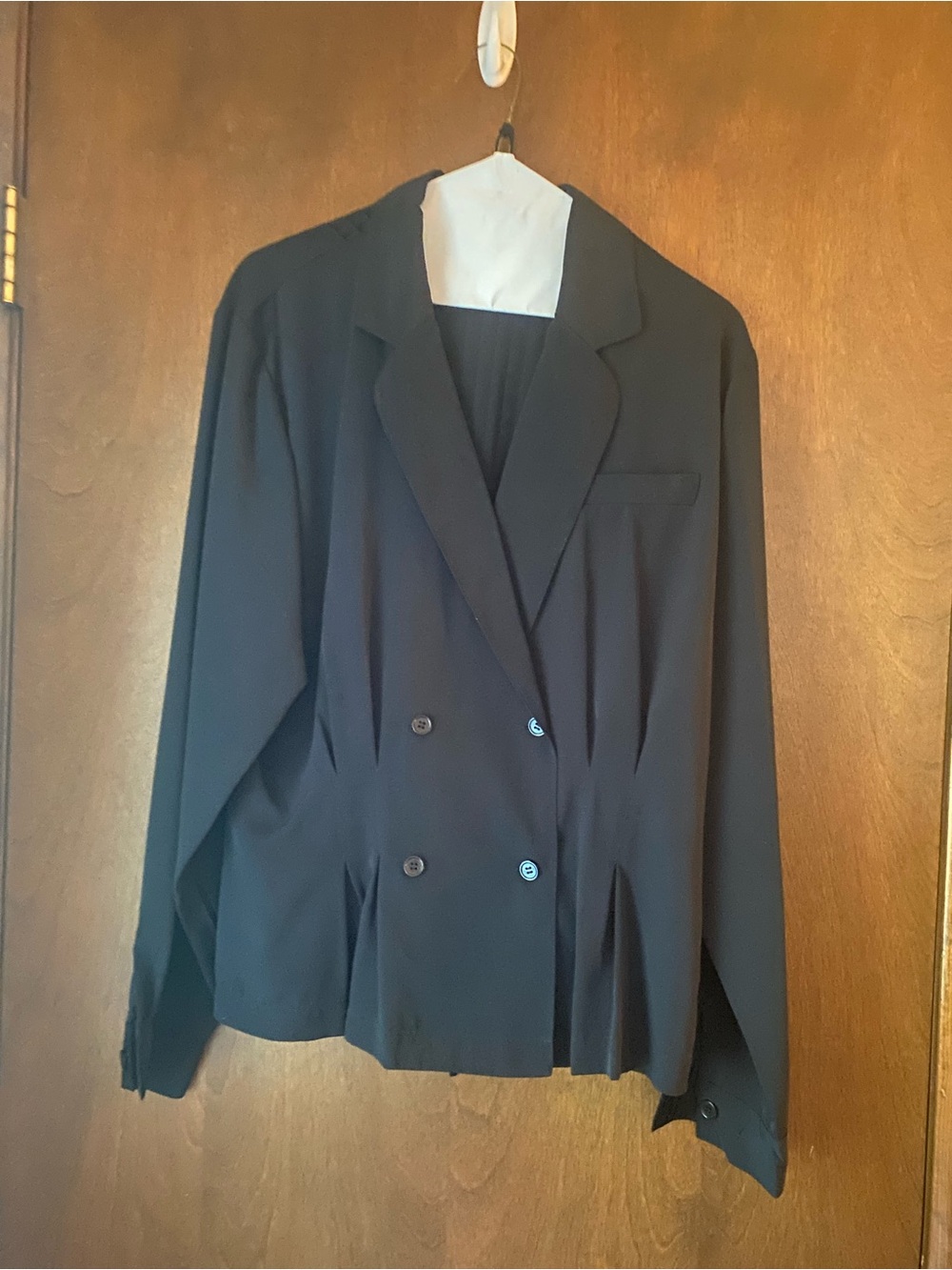 Black Double-Breasted Belted Women's Blouse Size 14